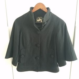 ZARA Wool Jacket 3/4 Bell Sleeve Black EUC Size S